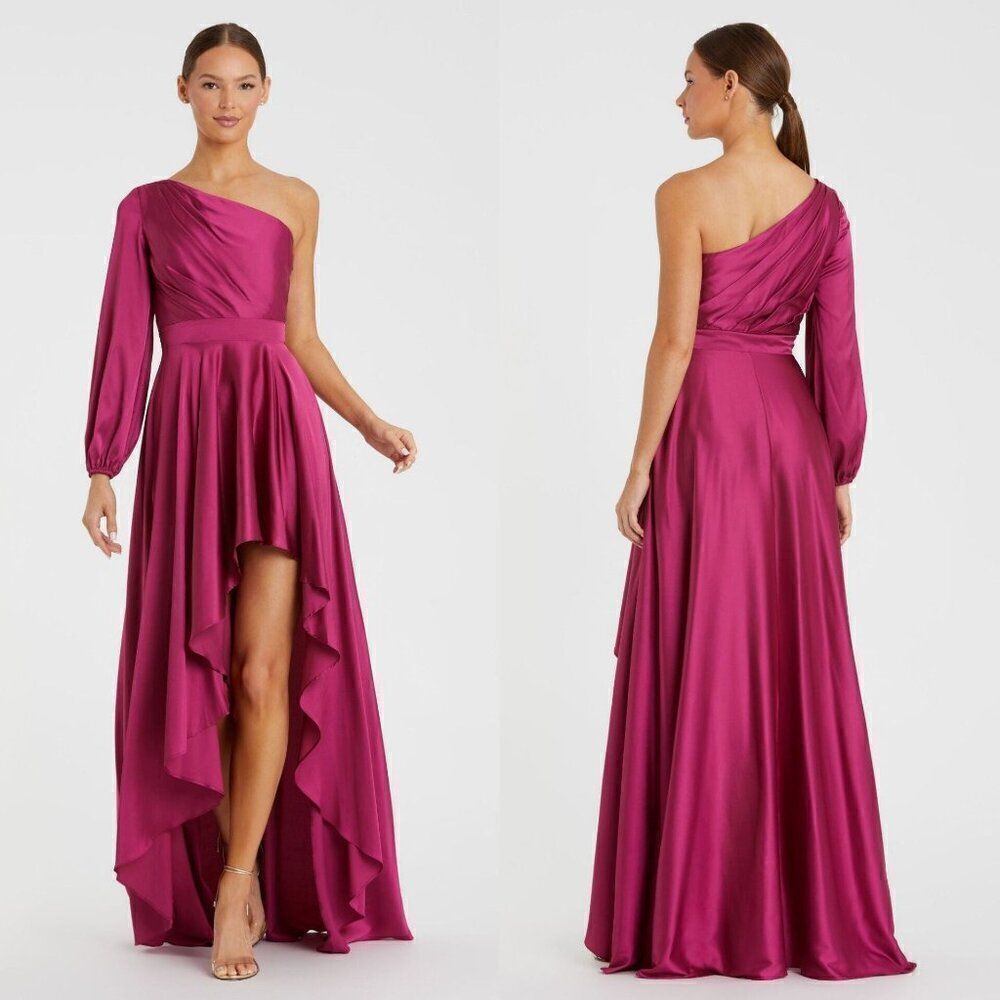 Mac Duggal 49141 One-Sleeve High-Low Prom Dress 4 NWT $358